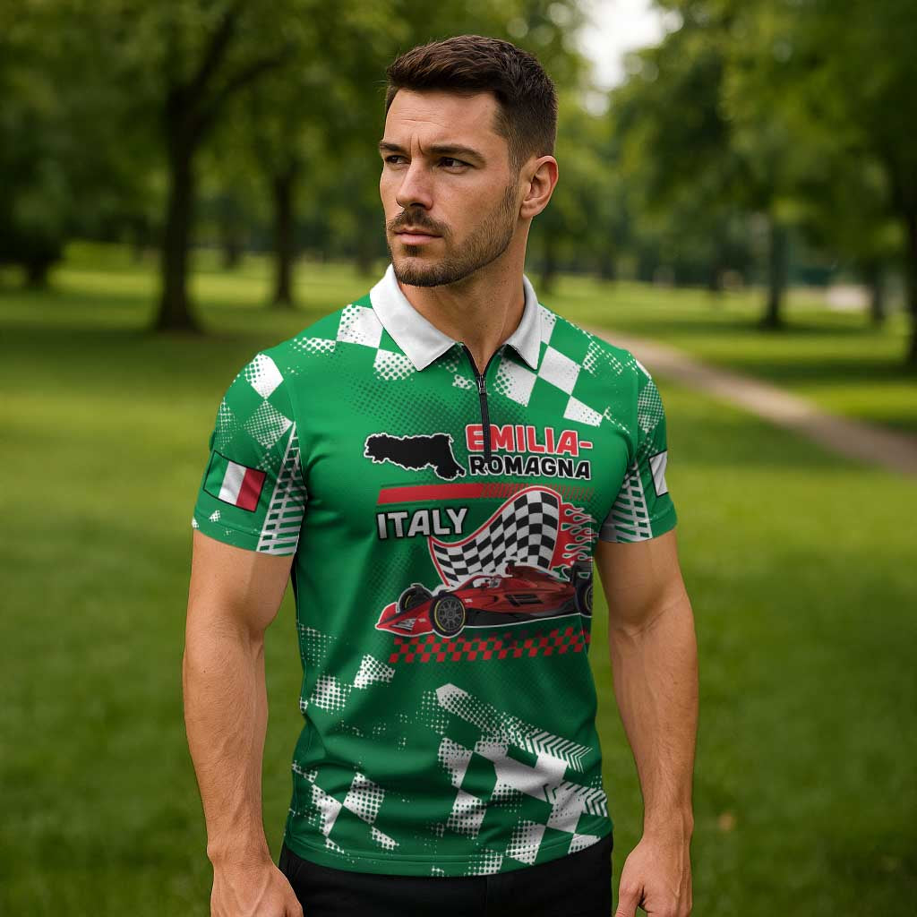 Custom Italy Emilia-Romagna Zipper Polo Shirt Italian Race Circuit - Wonder Print Shop