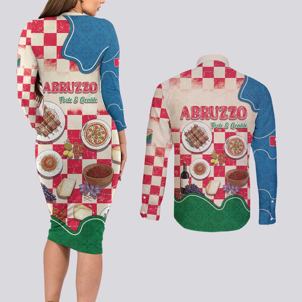 Italy Abruzzo Couples Matching Long Sleeve Bodycon Dress and Long Sleeve Button Shirt Specialty Flavors Retro Style
