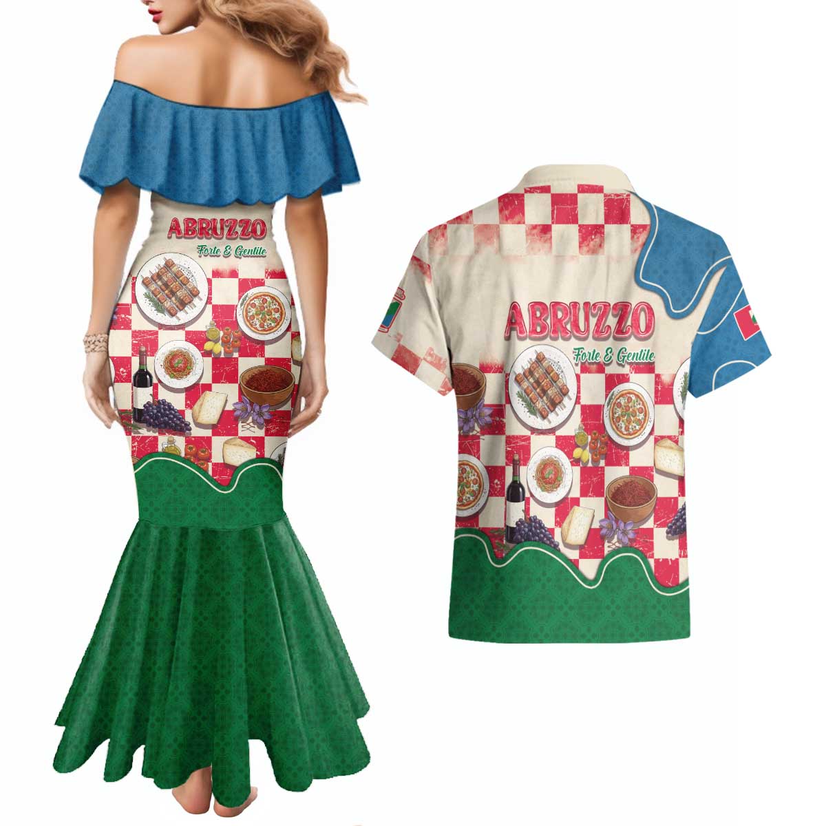 Italy Abruzzo Couples Matching Mermaid Dress and Hawaiian Shirt Specialty Flavors Retro Style