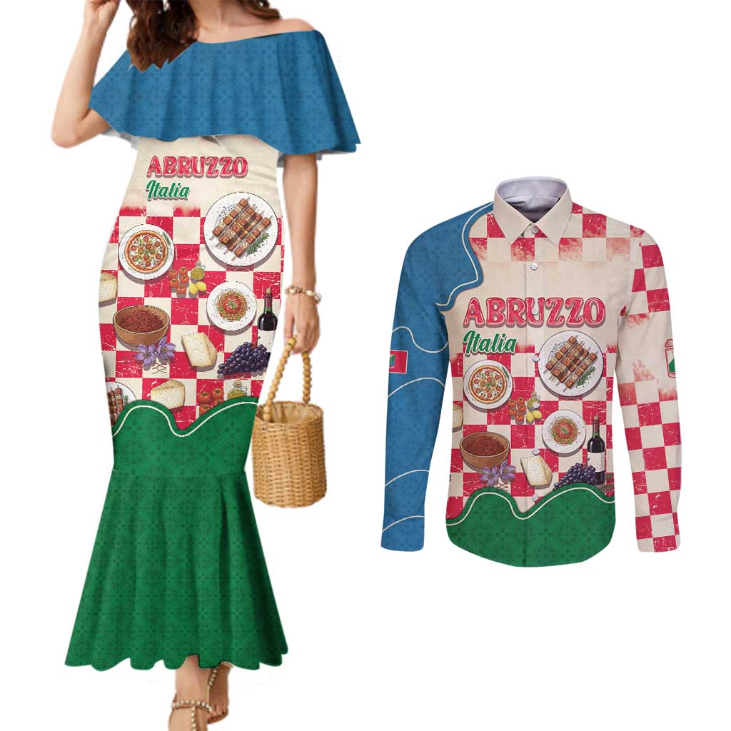Italy Abruzzo Couples Matching Mermaid Dress and Long Sleeve Button Shirt Specialty Flavors Retro Style