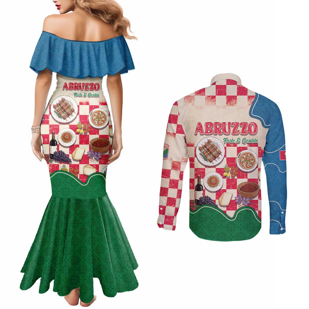Italy Abruzzo Couples Matching Mermaid Dress and Long Sleeve Button Shirt Specialty Flavors Retro Style