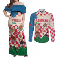 Italy Abruzzo Couples Matching Off Shoulder Maxi Dress and Long Sleeve Button Shirt Specialty Flavors Retro Style