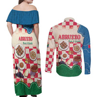 Italy Abruzzo Couples Matching Off Shoulder Maxi Dress and Long Sleeve Button Shirt Specialty Flavors Retro Style