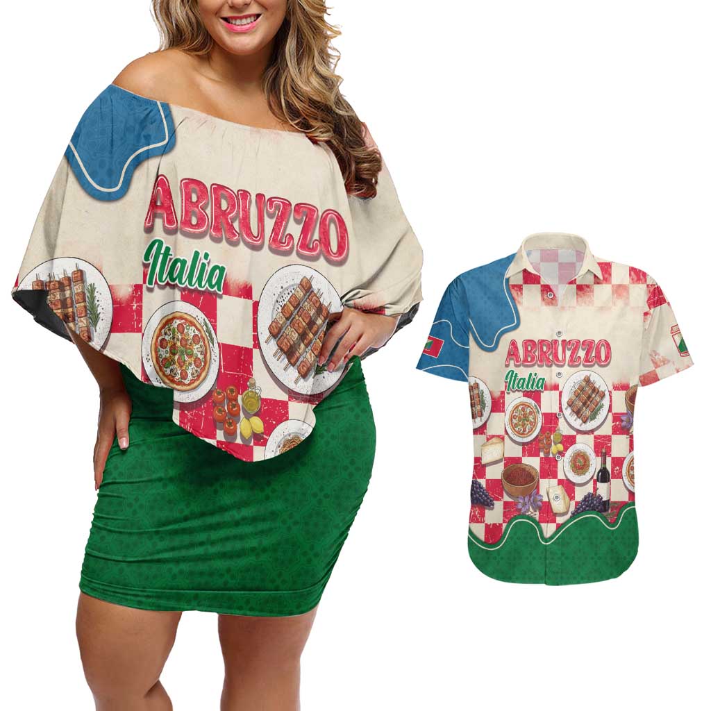 Italy Abruzzo Couples Matching Off Shoulder Short Dress and Hawaiian Shirt Specialty Flavors Retro Style