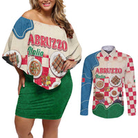 Italy Abruzzo Couples Matching Off Shoulder Short Dress and Long Sleeve Button Shirt Specialty Flavors Retro Style