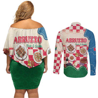Italy Abruzzo Couples Matching Off Shoulder Short Dress and Long Sleeve Button Shirt Specialty Flavors Retro Style