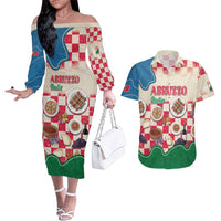 Italy Abruzzo Couples Matching Off The Shoulder Long Sleeve Dress and Hawaiian Shirt Specialty Flavors Retro Style