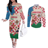 Italy Abruzzo Couples Matching Off The Shoulder Long Sleeve Dress and Long Sleeve Button Shirt Specialty Flavors Retro Style