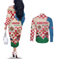 Italy Abruzzo Couples Matching Off The Shoulder Long Sleeve Dress and Long Sleeve Button Shirt Specialty Flavors Retro Style