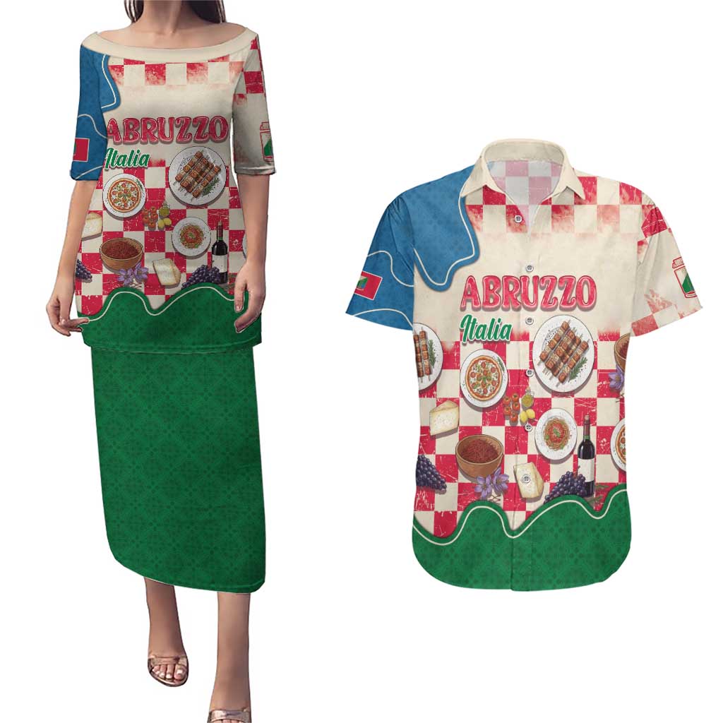 Italy Abruzzo Couples Matching Puletasi and Hawaiian Shirt Specialty Flavors Retro Style