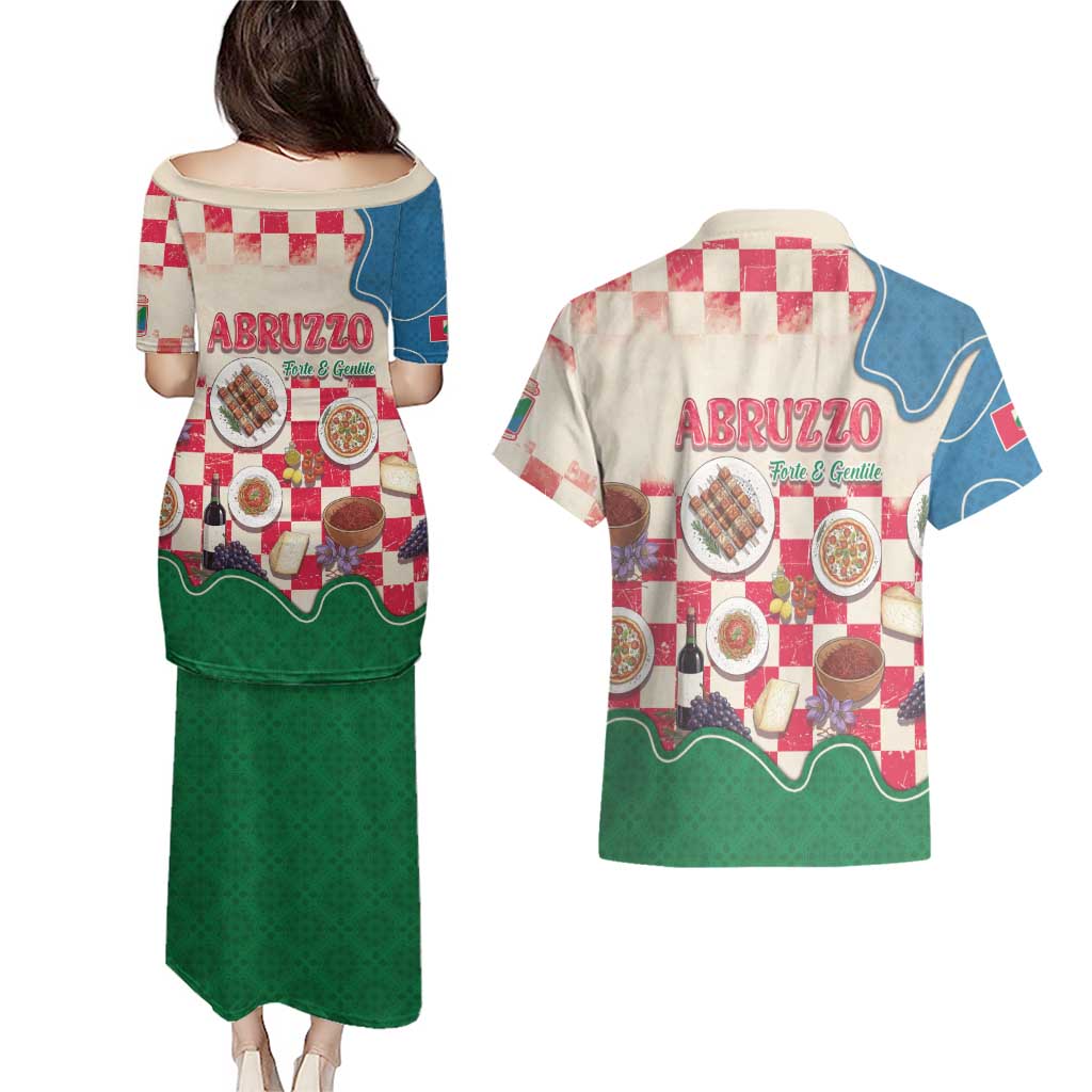 Italy Abruzzo Couples Matching Puletasi and Hawaiian Shirt Specialty Flavors Retro Style
