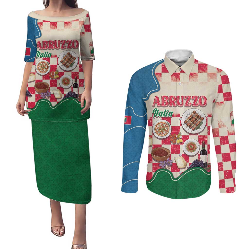 Italy Abruzzo Couples Matching Puletasi and Long Sleeve Button Shirt Specialty Flavors Retro Style