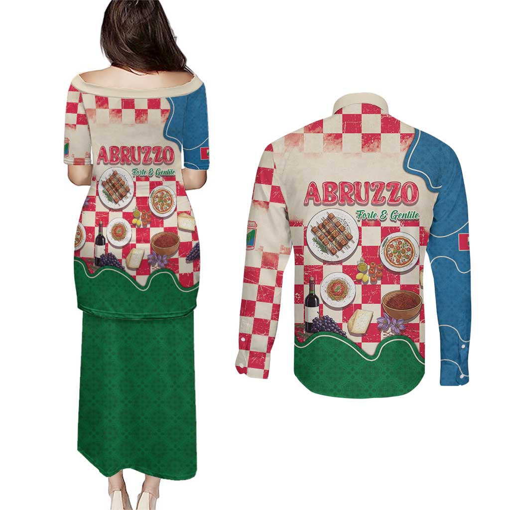 Italy Abruzzo Couples Matching Puletasi and Long Sleeve Button Shirt Specialty Flavors Retro Style