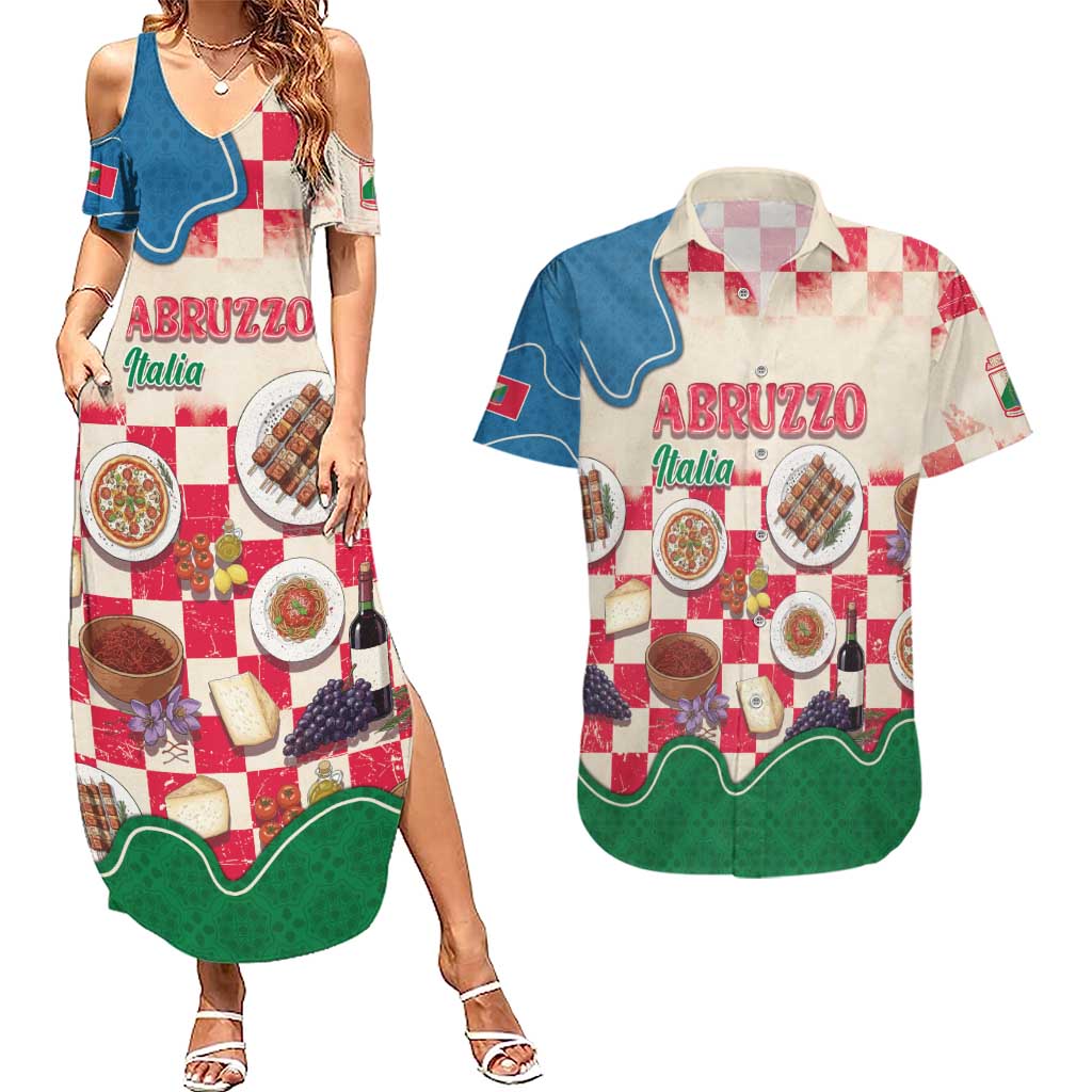 Italy Abruzzo Couples Matching Summer Maxi Dress and Hawaiian Shirt Specialty Flavors Retro Style