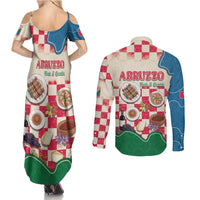 Italy Abruzzo Couples Matching Summer Maxi Dress and Long Sleeve Button Shirt Specialty Flavors Retro Style