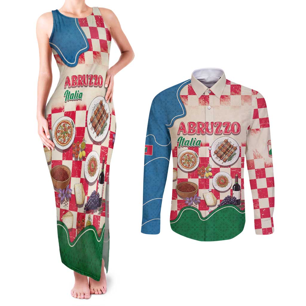 Italy Abruzzo Couples Matching Tank Maxi Dress and Long Sleeve Button Shirt Specialty Flavors Retro Style