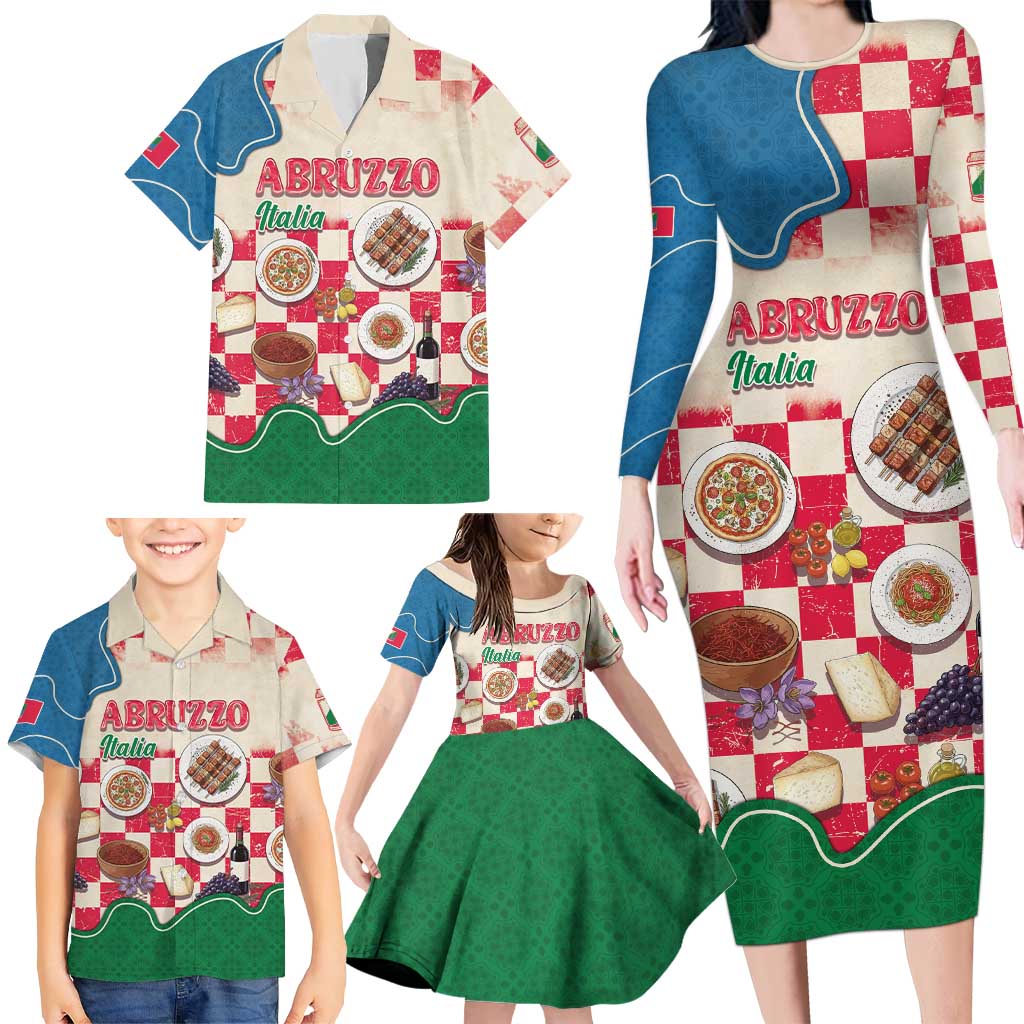 Italy Abruzzo Family Matching Long Sleeve Bodycon Dress and Hawaiian Shirt Specialty Flavors Retro Style