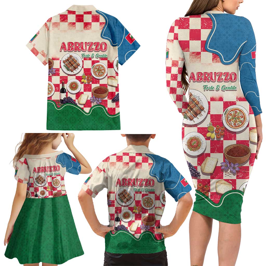 Italy Abruzzo Family Matching Long Sleeve Bodycon Dress and Hawaiian Shirt Specialty Flavors Retro Style