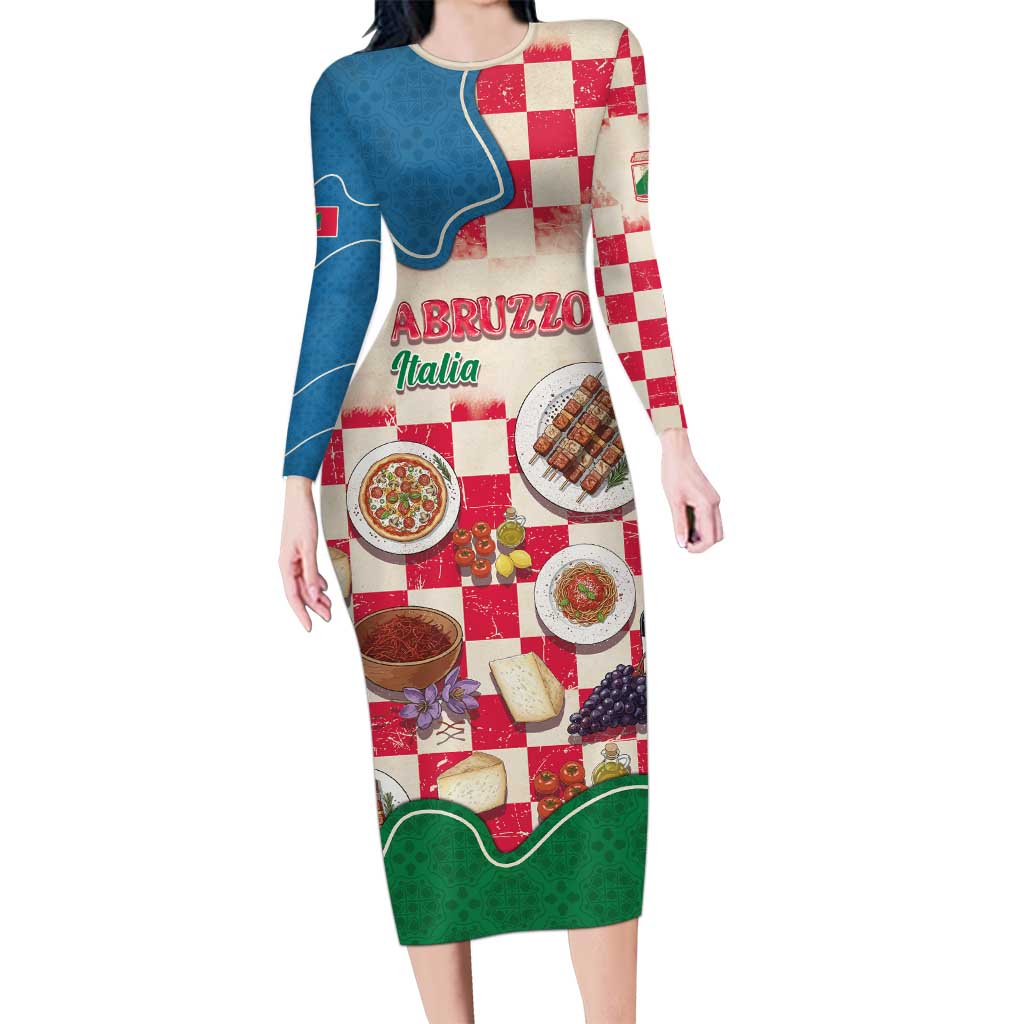 Italy Abruzzo Family Matching Long Sleeve Bodycon Dress and Hawaiian Shirt Specialty Flavors Retro Style