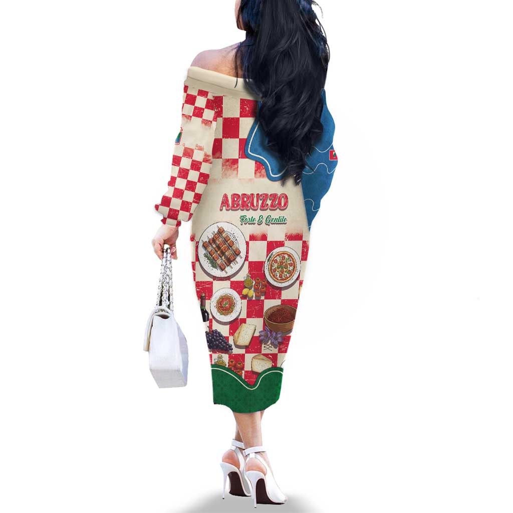 Italy Abruzzo Family Matching Off The Shoulder Long Sleeve Dress and Hawaiian Shirt Specialty Flavors Retro Style