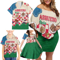 Italy Abruzzo Family Matching Off Shoulder Short Dress and Hawaiian Shirt Specialty Flavors Retro Style