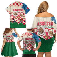 Italy Abruzzo Family Matching Off Shoulder Short Dress and Hawaiian Shirt Specialty Flavors Retro Style