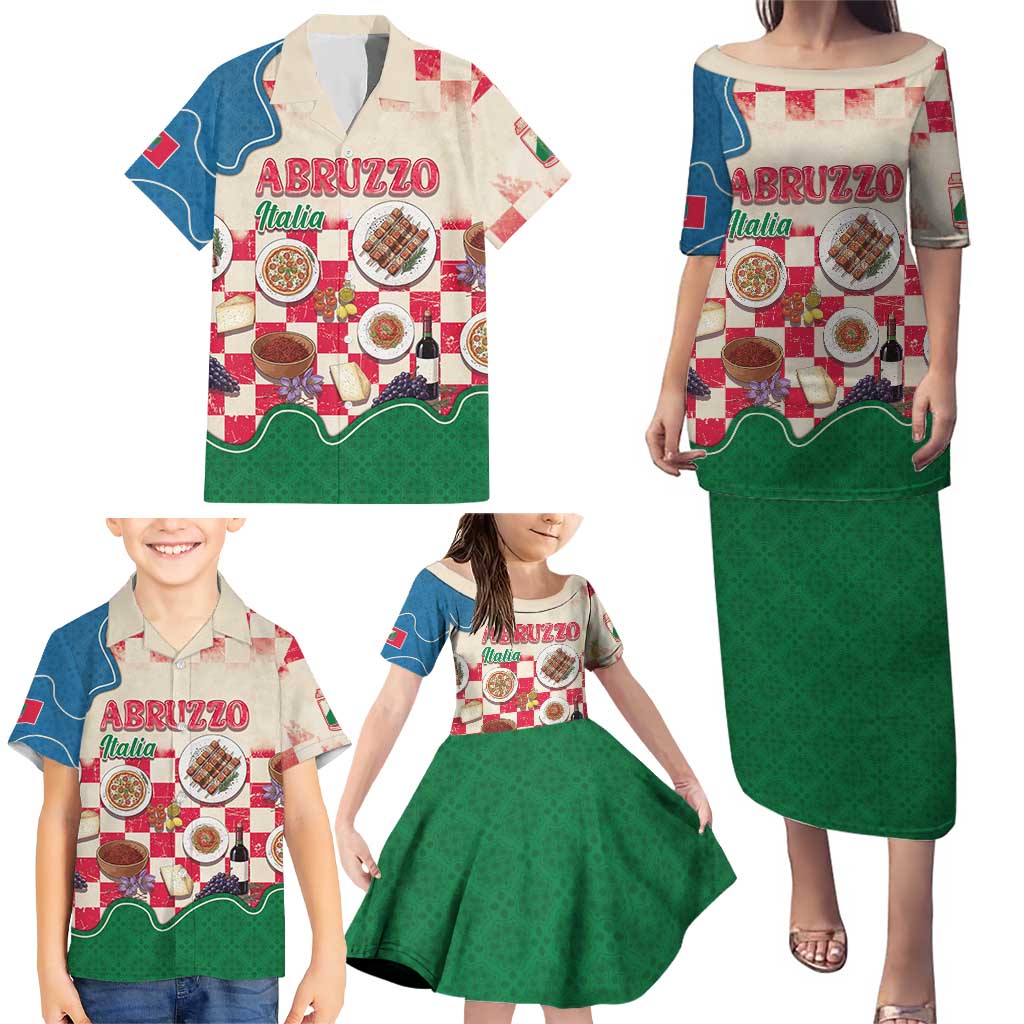 Italy Abruzzo Family Matching Puletasi and Hawaiian Shirt Specialty Flavors Retro Style