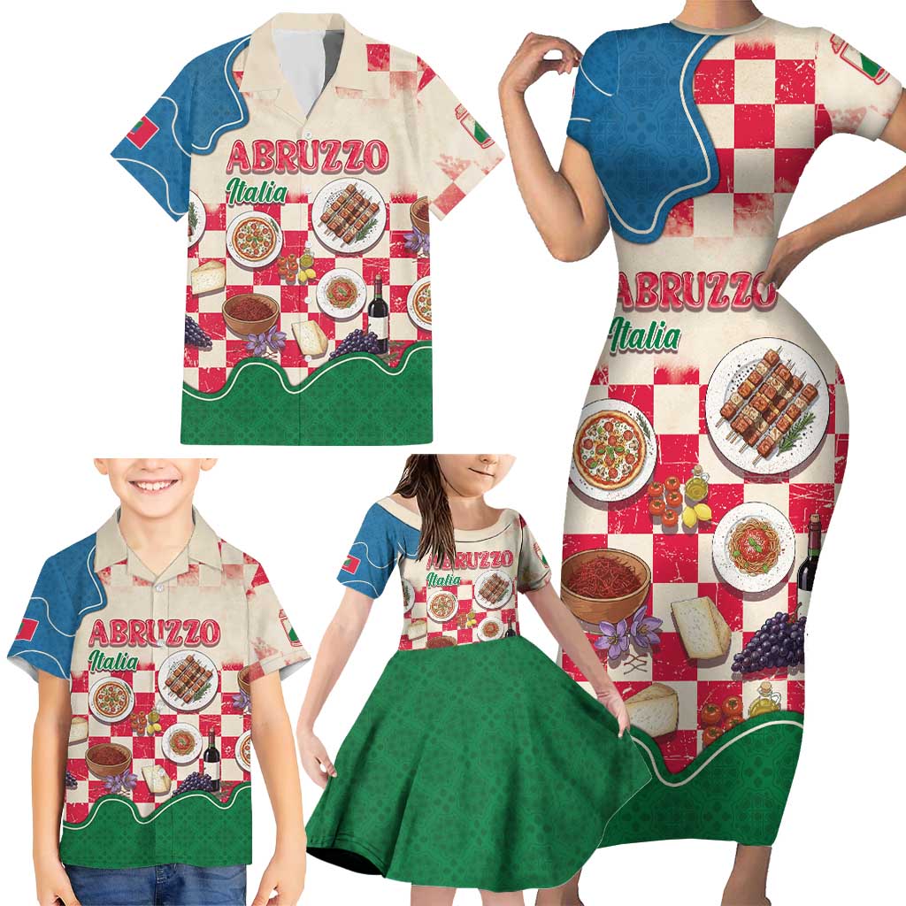 Italy Abruzzo Family Matching Short Sleeve Bodycon Dress and Hawaiian Shirt Specialty Flavors Retro Style