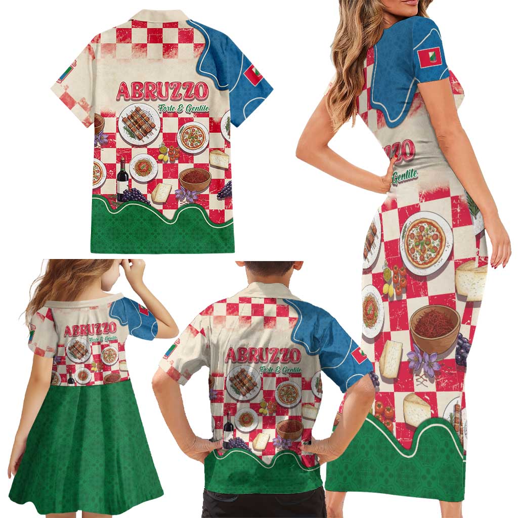 Italy Abruzzo Family Matching Short Sleeve Bodycon Dress and Hawaiian Shirt Specialty Flavors Retro Style