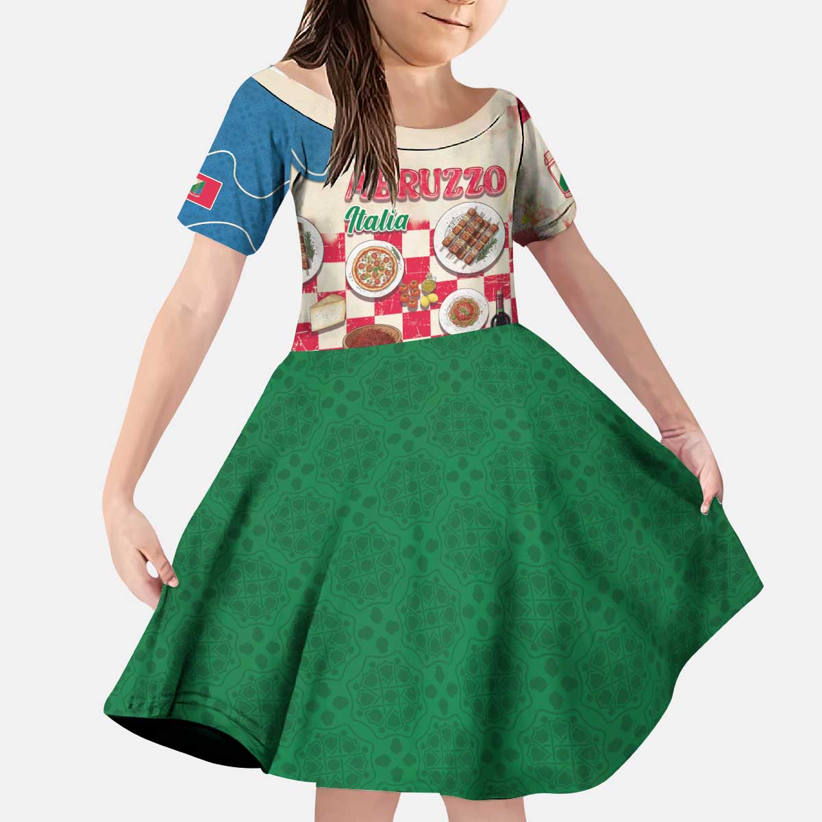 Italy Abruzzo Kid Short Sleeve Dress Specialty Flavors Retro Style