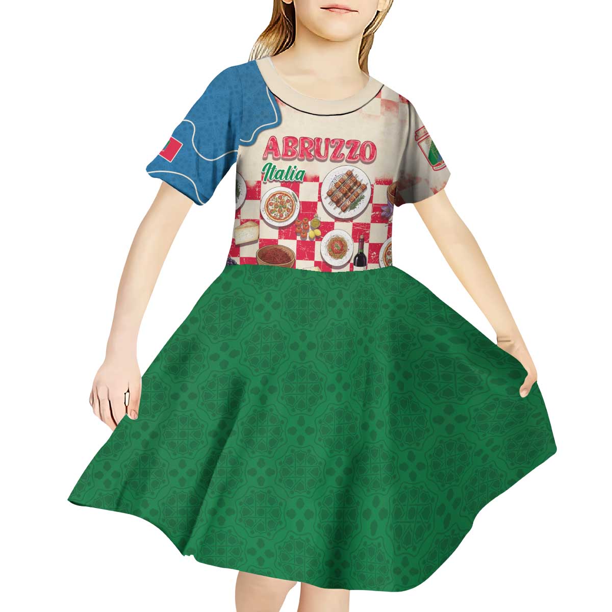 Italy Abruzzo Kid Short Sleeve Dress Specialty Flavors Retro Style