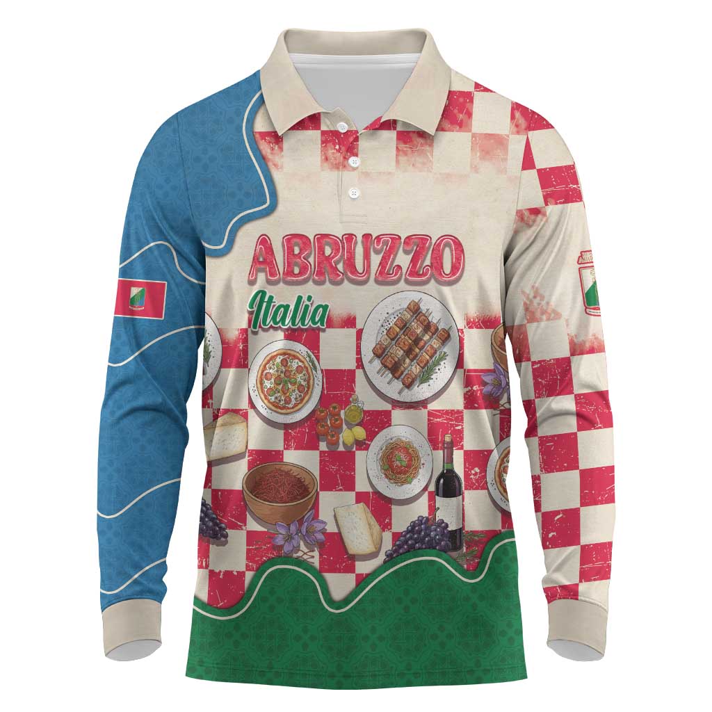 Italy Abruzzo Long Sleeve Polo Shirt Specialty Flavors Retro Style