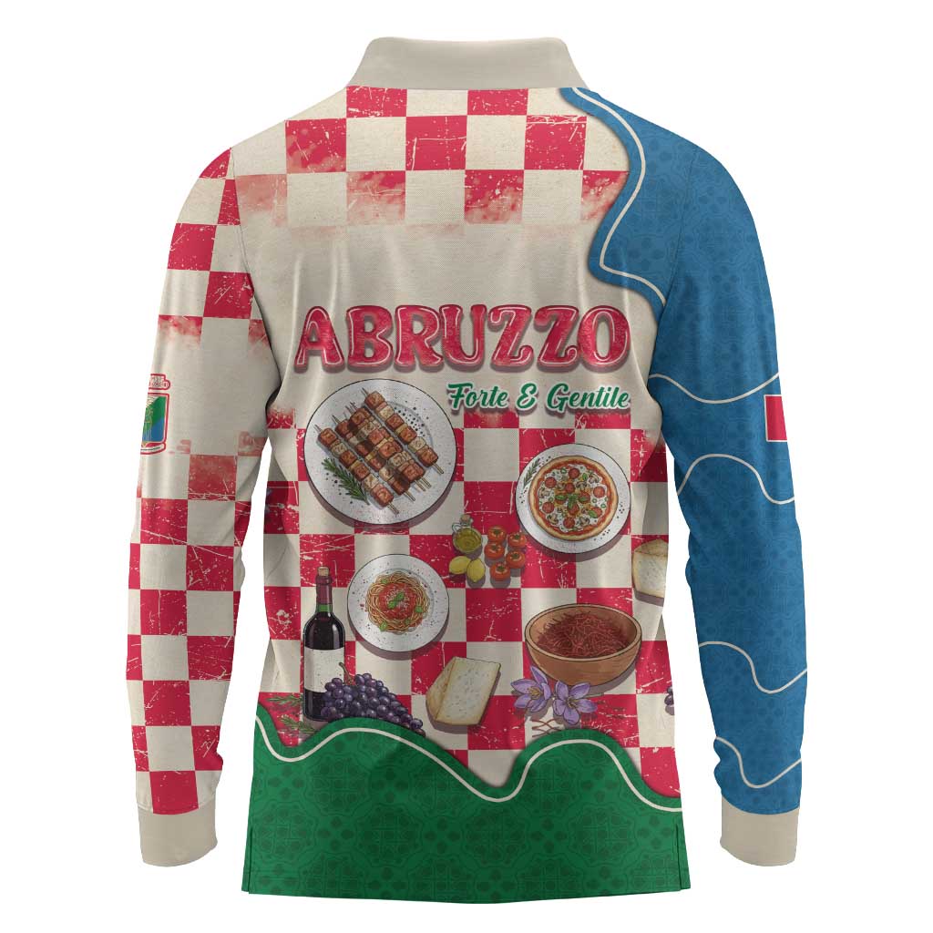 Italy Abruzzo Long Sleeve Polo Shirt Specialty Flavors Retro Style