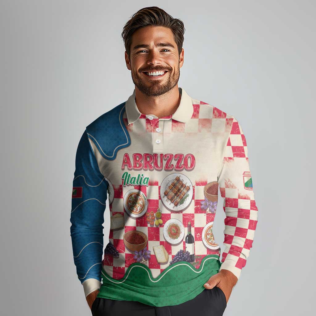 Italy Abruzzo Long Sleeve Polo Shirt Specialty Flavors Retro Style