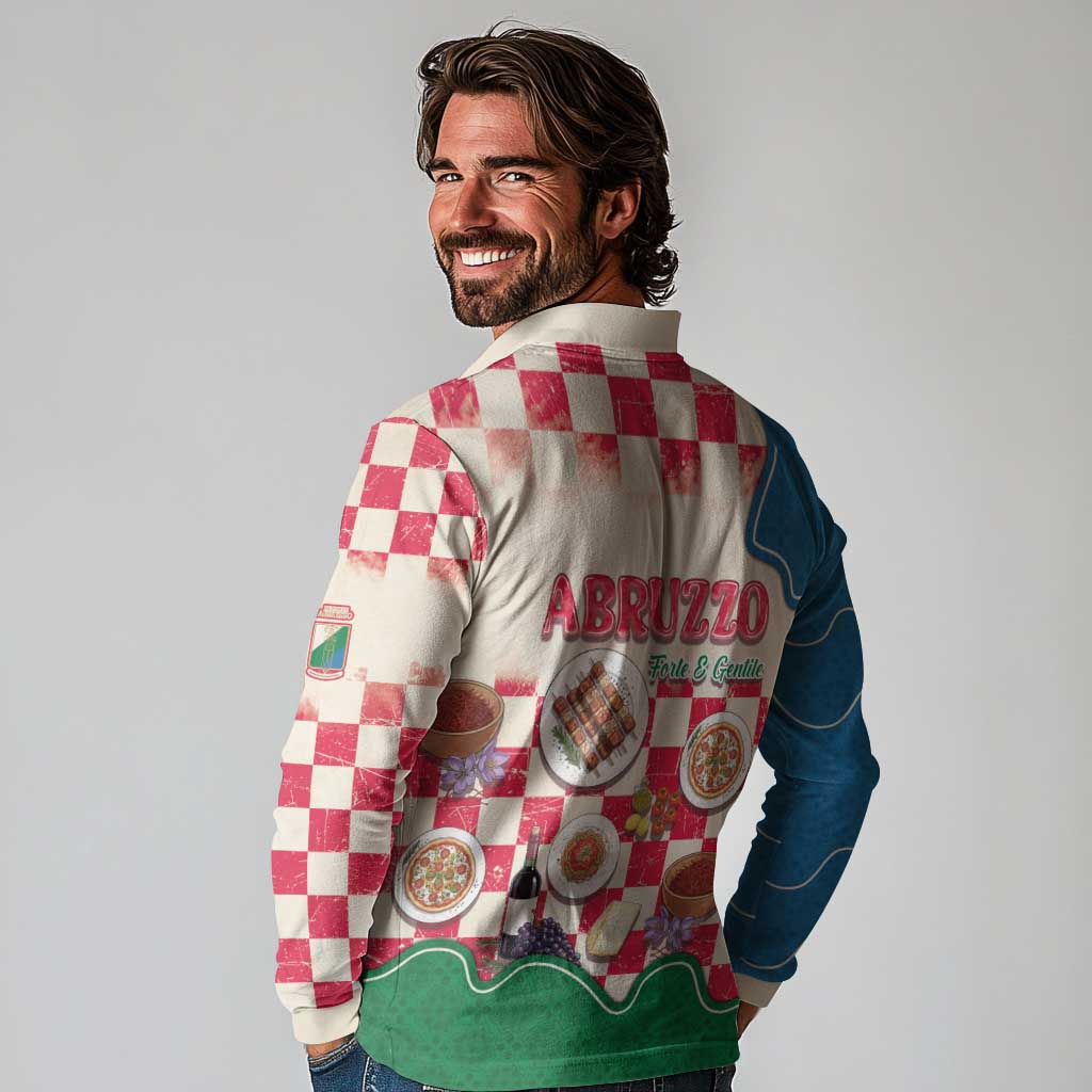 Italy Abruzzo Long Sleeve Polo Shirt Specialty Flavors Retro Style