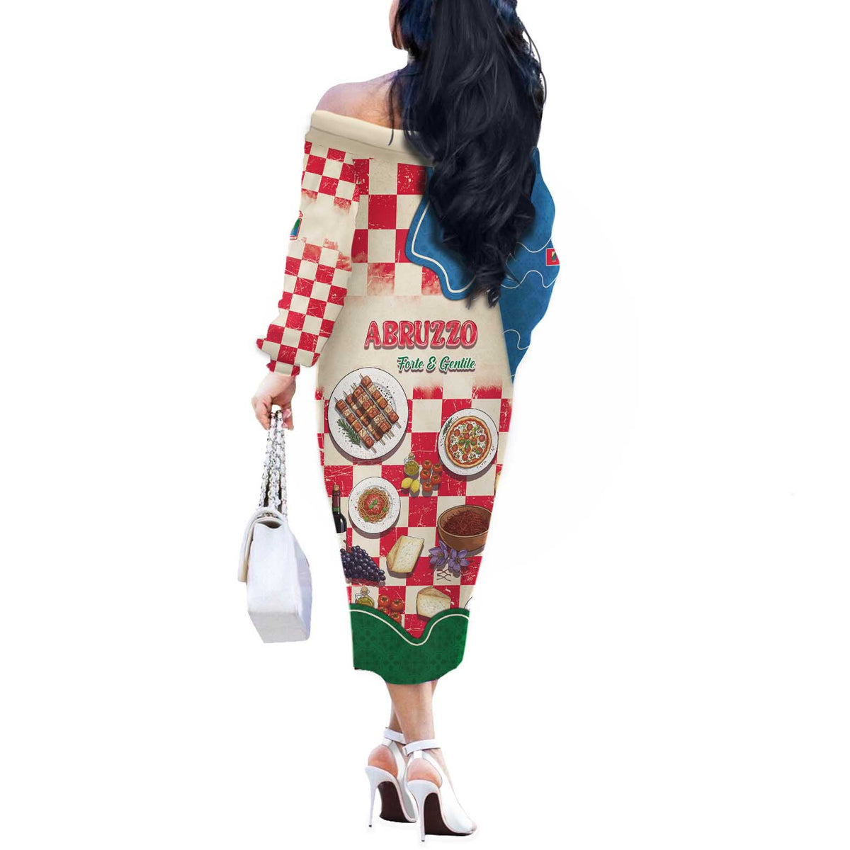 Italy Abruzzo Off The Shoulder Long Sleeve Dress Specialty Flavors Retro Style