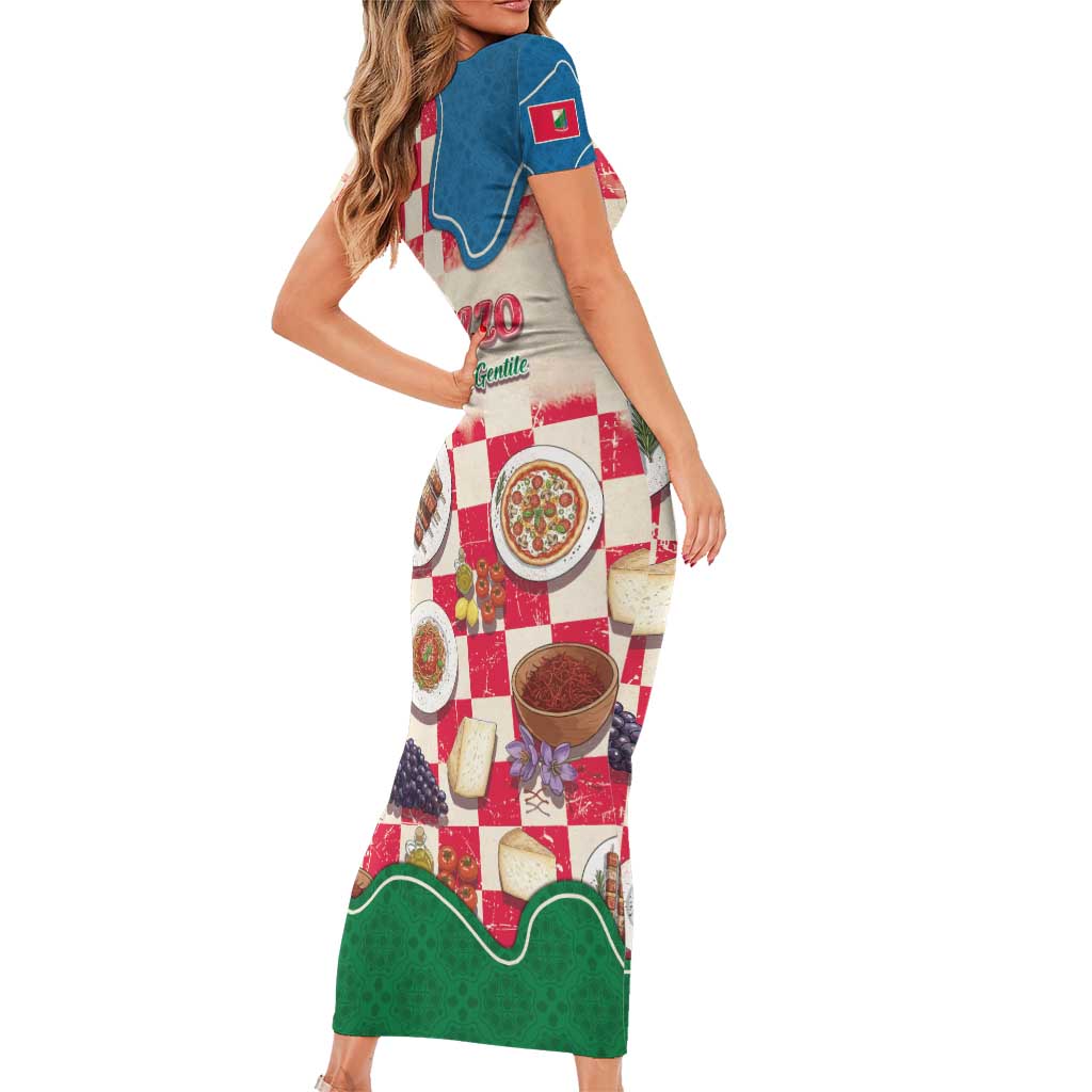Italy Abruzzo Short Sleeve Bodycon Dress Specialty Flavors Retro Style