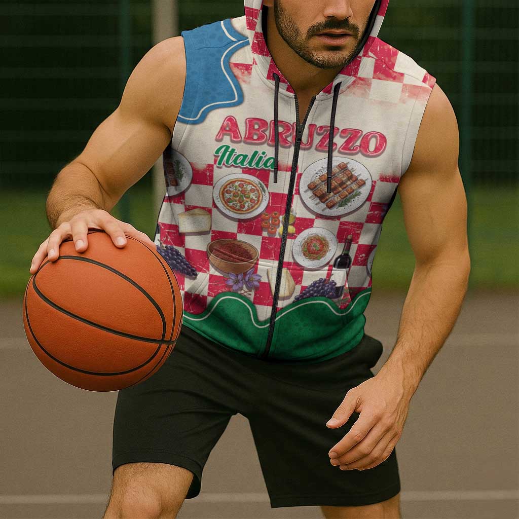 Italy Abruzzo Sleeveless Zip Hoodie Specialty Flavors Retro Style