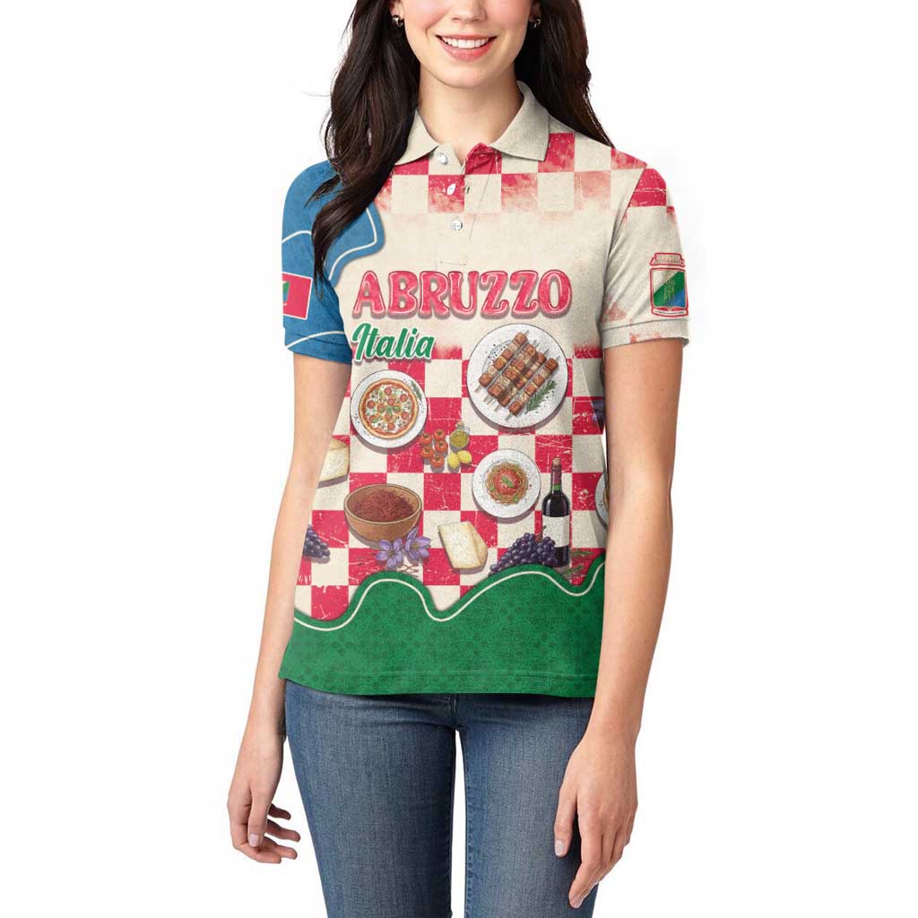 Italy Abruzzo Women Polo Shirt Specialty Flavors Retro Style