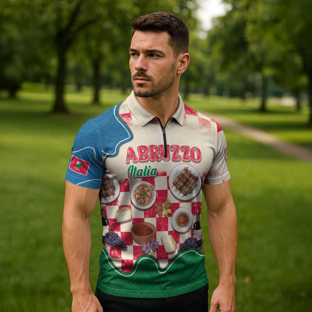 Italy Abruzzo Zipper Polo Shirt Specialty Flavors Retro Style