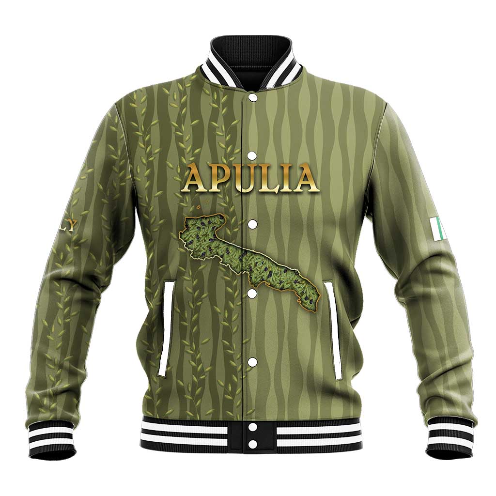 Personalized Italy Apulia Baseball Jacket Olive Garden Classic Style