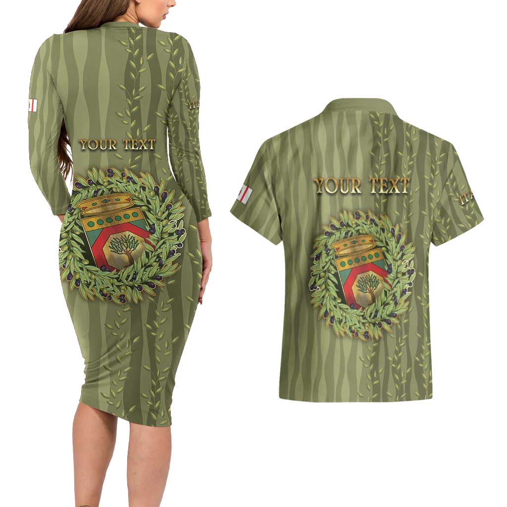 Personalized Italy Apulia Couples Matching Long Sleeve Bodycon Dress and Hawaiian Shirt Olive Garden Classic Style