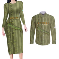 Personalized Italy Apulia Couples Matching Long Sleeve Bodycon Dress and Long Sleeve Button Shirt Olive Garden Classic Style