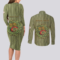 Personalized Italy Apulia Couples Matching Long Sleeve Bodycon Dress and Long Sleeve Button Shirt Olive Garden Classic Style