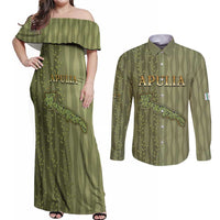 Personalized Italy Apulia Couples Matching Off Shoulder Maxi Dress and Long Sleeve Button Shirt Olive Garden Classic Style