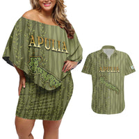 Personalized Italy Apulia Couples Matching Off Shoulder Short Dress and Hawaiian Shirt Olive Garden Classic Style