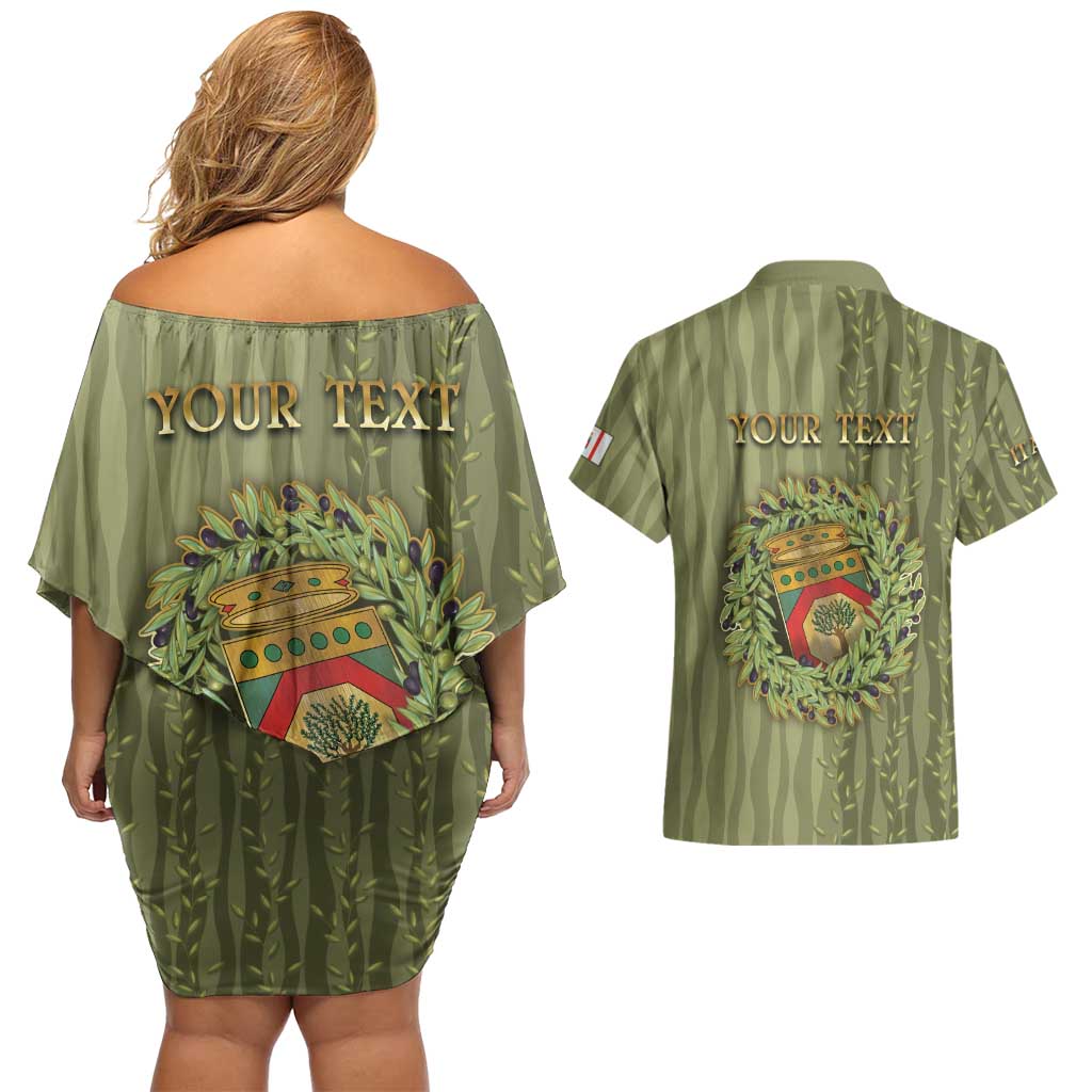 Personalized Italy Apulia Couples Matching Off Shoulder Short Dress and Hawaiian Shirt Olive Garden Classic Style