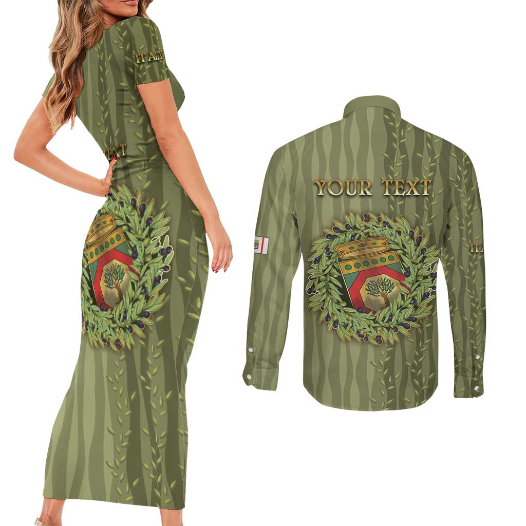 Personalized Italy Apulia Couples Matching Short Sleeve Bodycon Dress and Long Sleeve Button Shirt Olive Garden Classic Style
