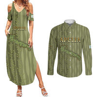Personalized Italy Apulia Couples Matching Summer Maxi Dress and Long Sleeve Button Shirt Olive Garden Classic Style