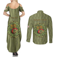 Personalized Italy Apulia Couples Matching Summer Maxi Dress and Long Sleeve Button Shirt Olive Garden Classic Style